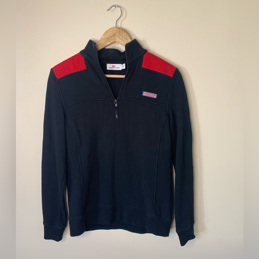 💫Vineyard Vines Black & Red Quarter-zip Pullover Size XS